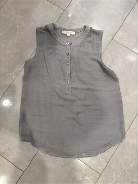 Loft, black and white pinstriped Henley top! Size small.